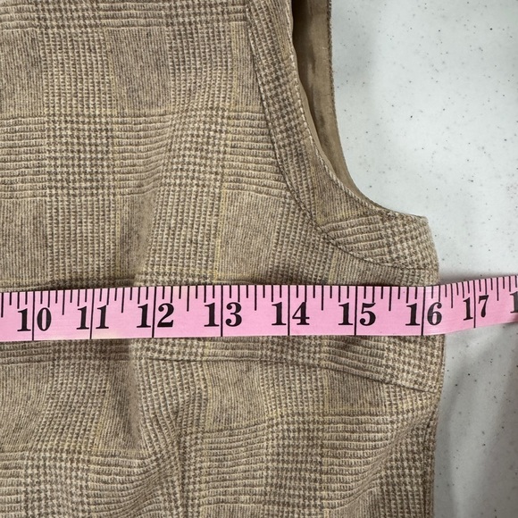 AKRIS PUNTO Tan Sleeveless Check Wool Midi Dress Size Medium - Picture 9 of 16